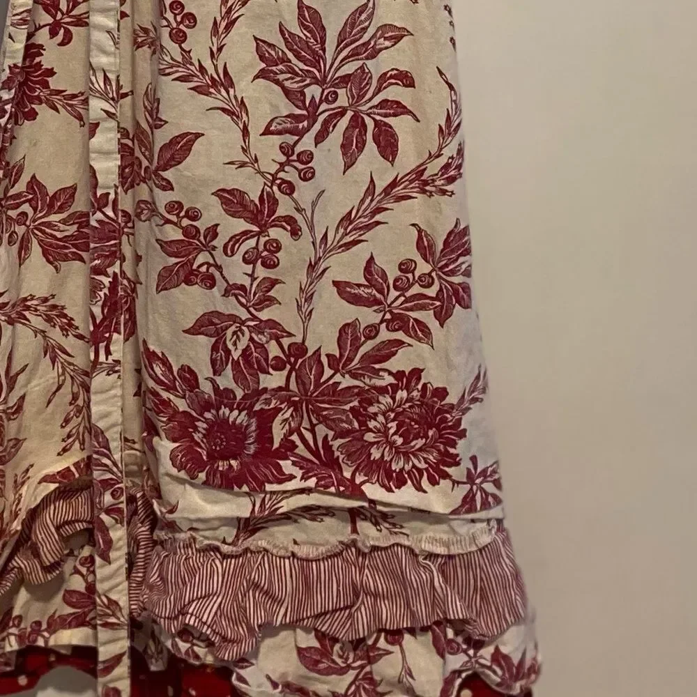 April Cornell Full Apron With Floral Antique Design Ruffled Bottom
